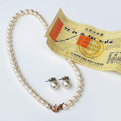 천연 진주 목걸이+귀걸이(188210)