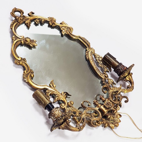 유럽 빈티지 벽걸이 거울+2구조명(금속)(346209)