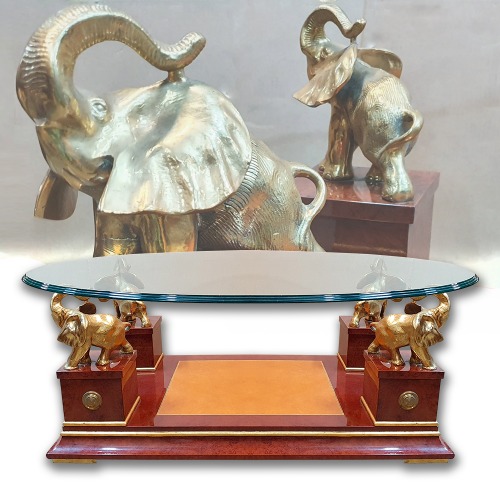 이태리 코끼리장식 유리 테이블(220801-5)